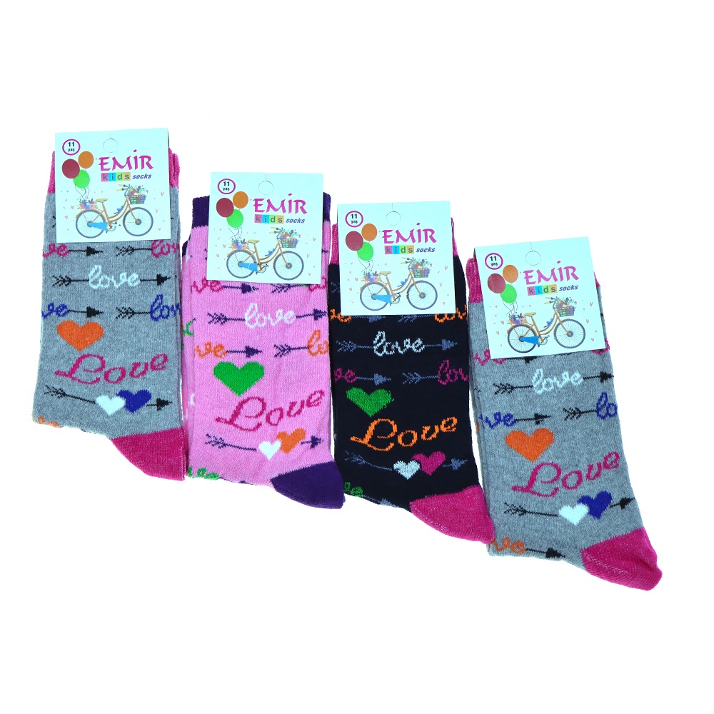 Emir 8950 Kız Çocuk Likralı Desenli Soket Çorap - Karışık Renk