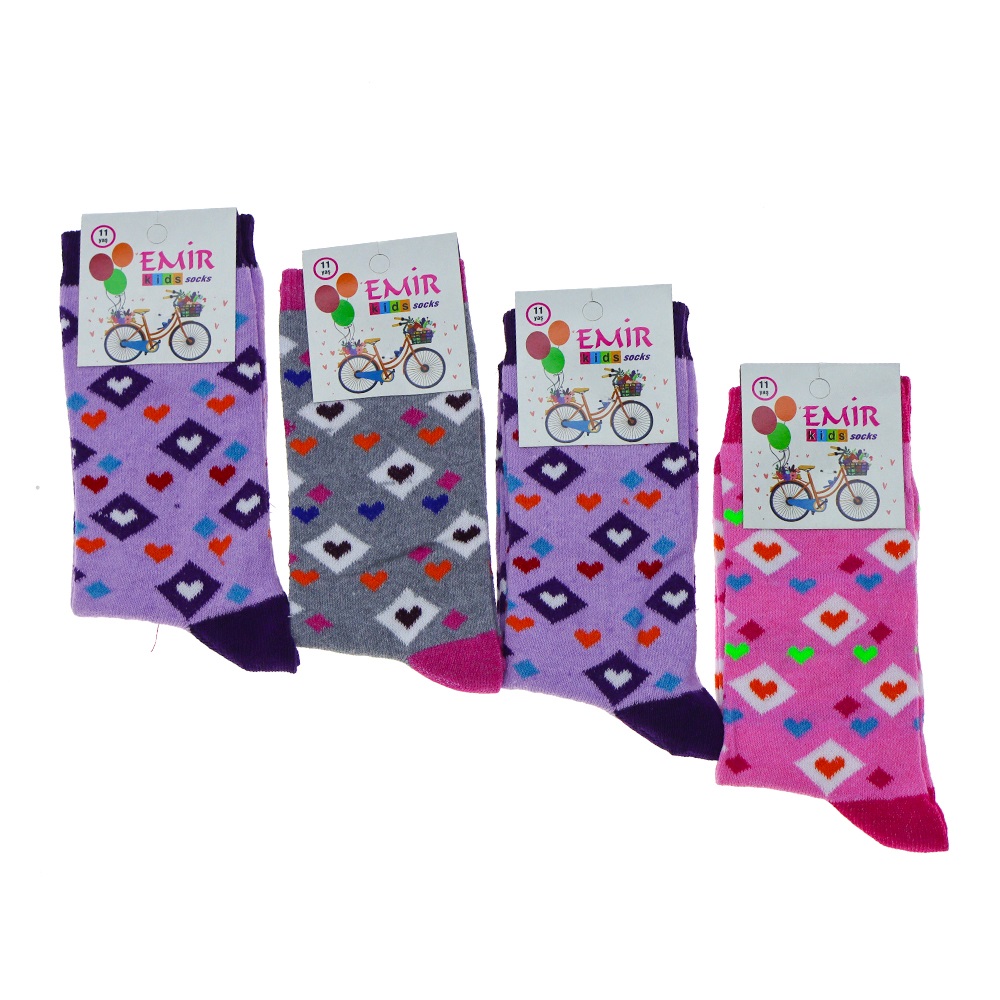 Emir 8950 Kız Çocuk Likralı Desenli Soket Çorap - Karışık Renk