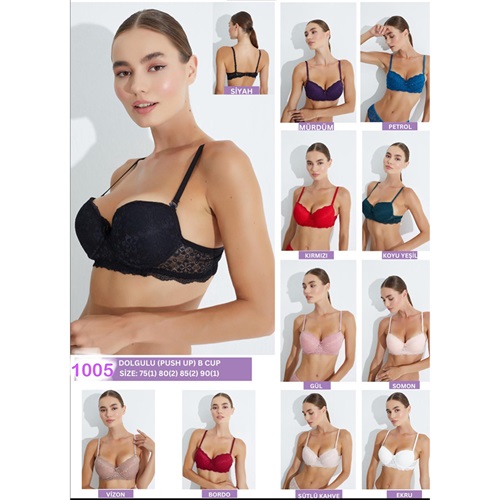 DP De Pier 1005 Bayan Dantelli Dolgulu Sütyen 75-90 - Kırmızı - 75-80-85-90