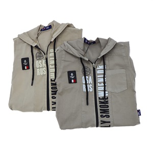 BRT 8050 Erkek Çocuk We Lonly Ah Baskılı Fermuarlı Kapşonlu Gömlek 5-9 Yaş - AÇIK BEJ