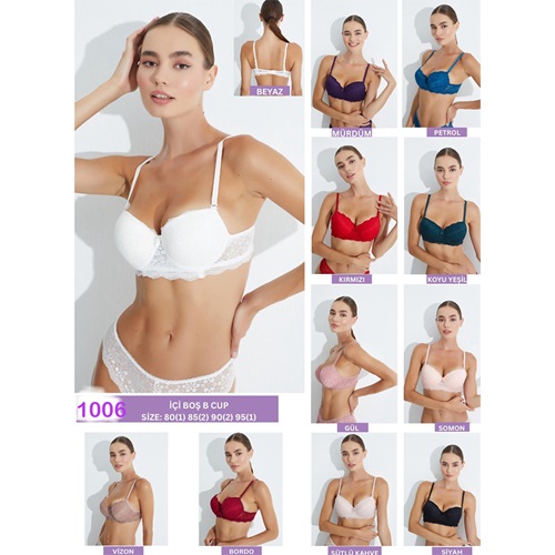 DP De Pier 1006 Bayan Dantelli Dolgusuz Sütyen 75-90 - Siyah - 75-80-85-90