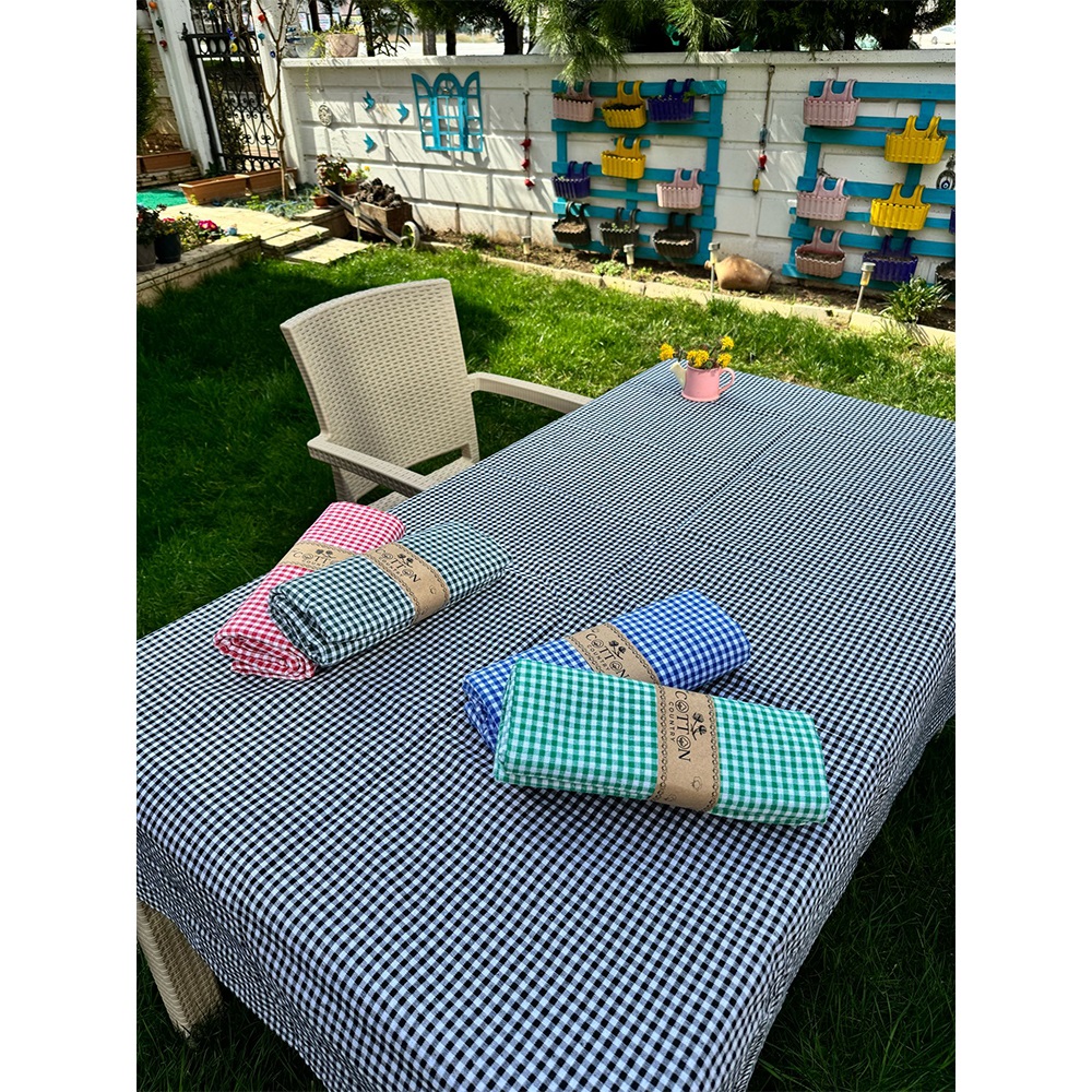 Bera Coton Kareli Zifir Sofra Bezi Masa Örtüsü 170x170cm