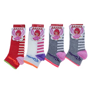 Bahar Kız Çocuk Likralı Desenli Mevsimlik Patik Çorap - Karışık Renk