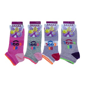 Bahar Kız Çocuk Likralı Desenli Mevsimlik Patik Çorap - Karışık Renk