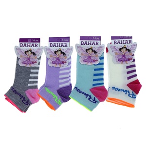 Bahar Kız Çocuk Likralı Desenli Mevsimlik Patik Çorap - Karışık Renk