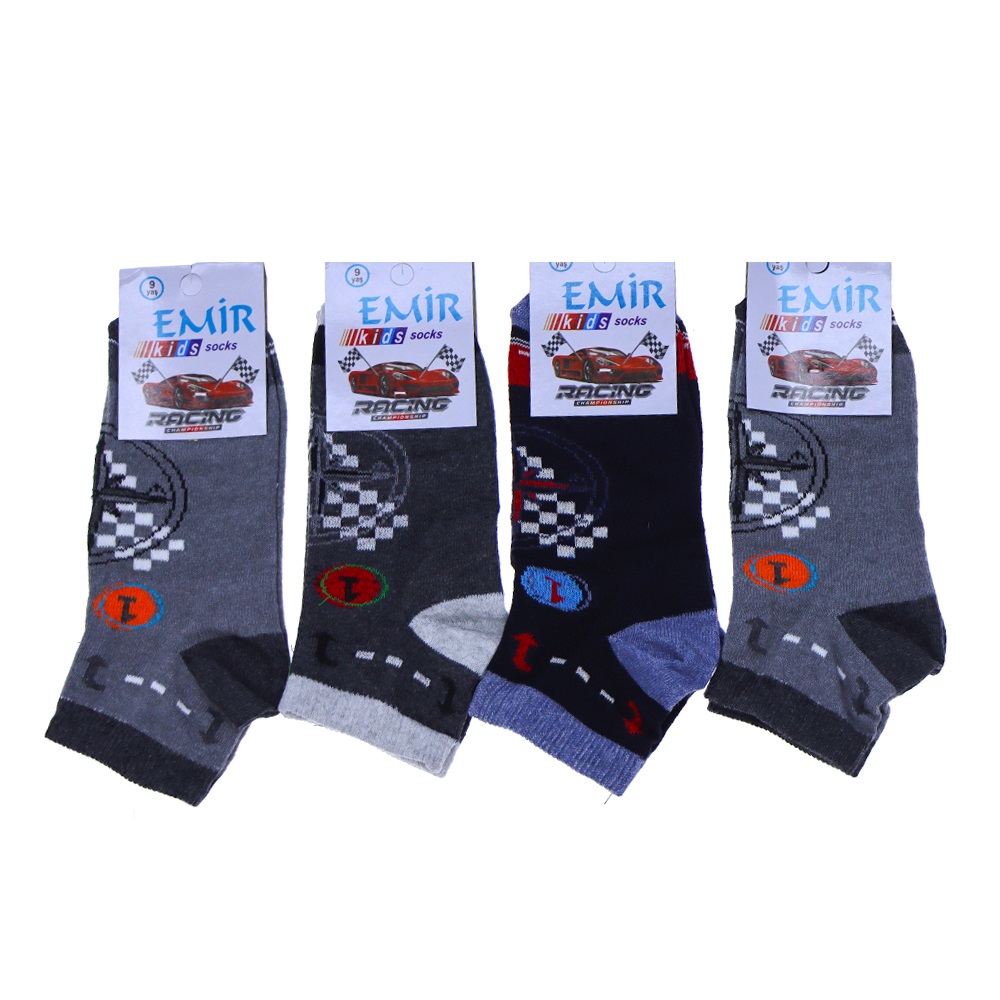 Emir 5809 Erkek Çocuk Likralı Desenli Patik Çorap - Karışık Renk