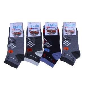 Emir 5809 Erkek Çocuk Likralı Desenli Patik Çorap - Karışık Renk