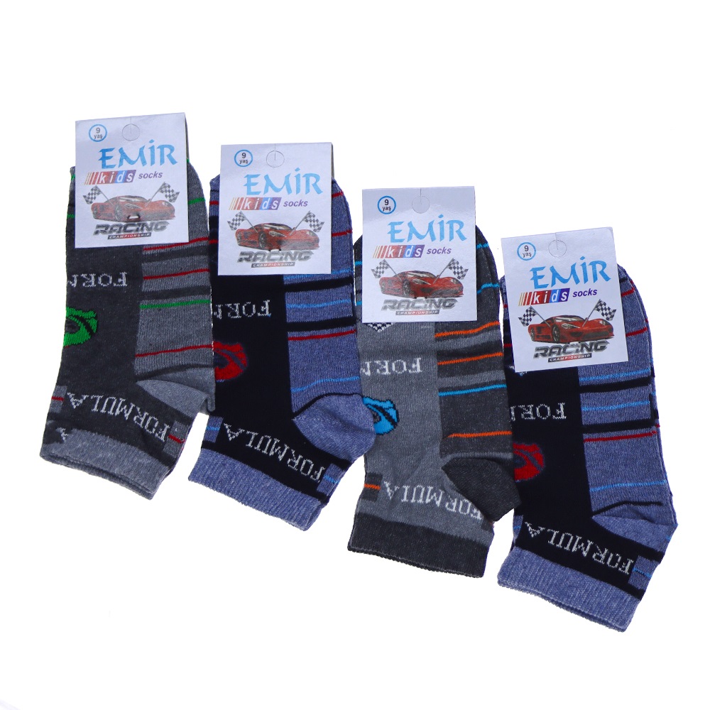 Emir 5809 Erkek Çocuk Likralı Desenli Patik Çorap - Karışık Renk