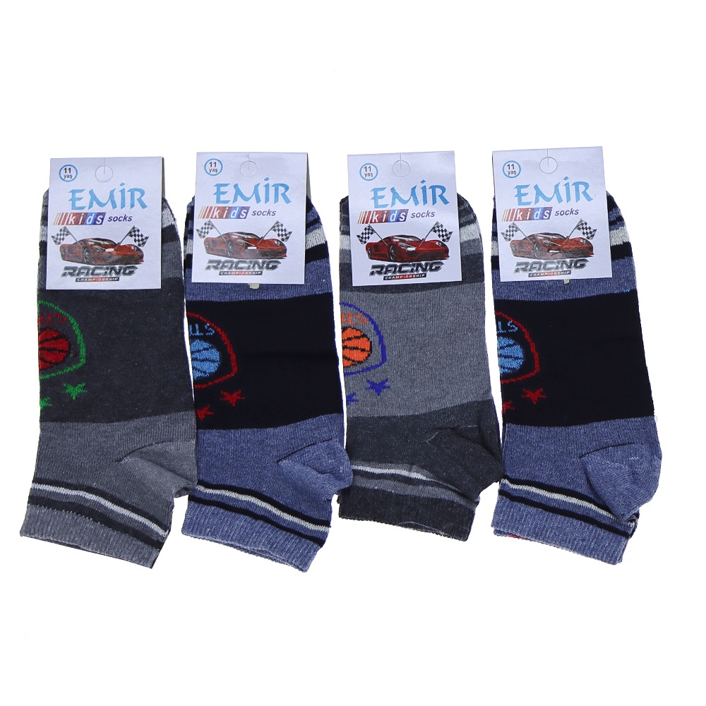 Emir 5809 Erkek Çocuk Likralı Desenli Patik Çorap - Karışık Renk