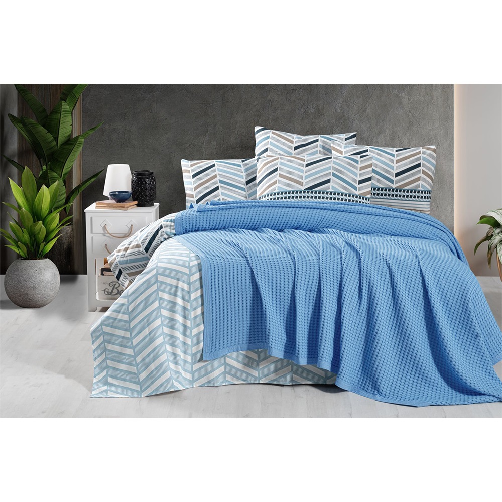 İpeksi Havuzlu 4 Parça Kutulu Çift Kişilik Pike Takımı 220x240cm - İpeksi Havuzlu 4 Parça Kutulu Çift Kişilik Pike Ta - Turuncu - 220X240