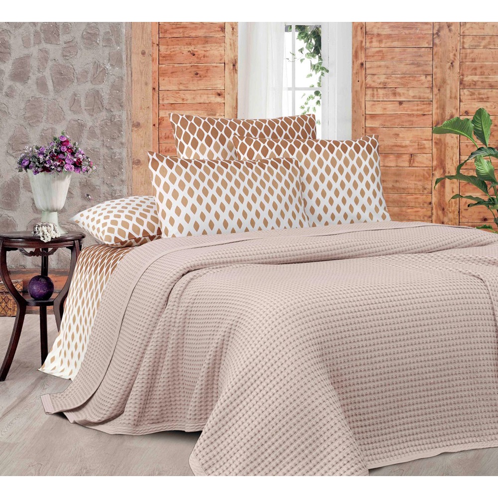 İpeksi Havuzlu 4 Parça Kutulu Çift Kişilik Pike Takımı 220x240cm - İpeksi Havuzlu 4 Parça Kutulu Çift Kişilik Pike Ta - Turuncu - 220X240