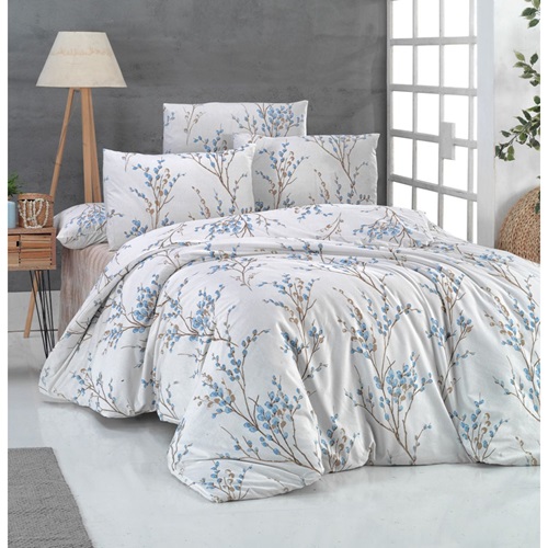 İpeksi Yasemin 3 Parça Desenli Kutulu Tek Kişilik Nevresim Takımı 160x220cm - YASEMİN - Ekru - 160X220 CM