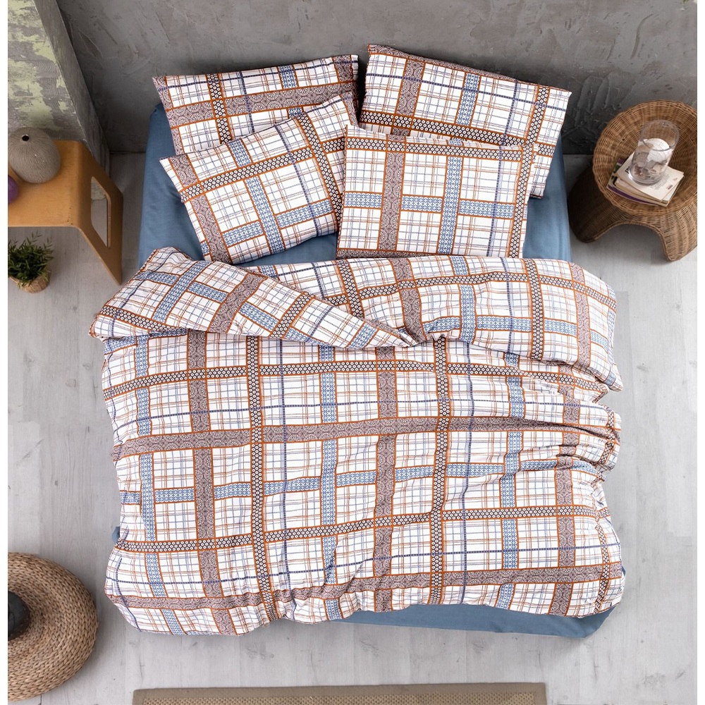 İpeksi İlin 3 Parça Desenli Kutulu Tek Kişilik Nevresim Takımı 160x220cm - ilin - Mavi - 160X220 CM