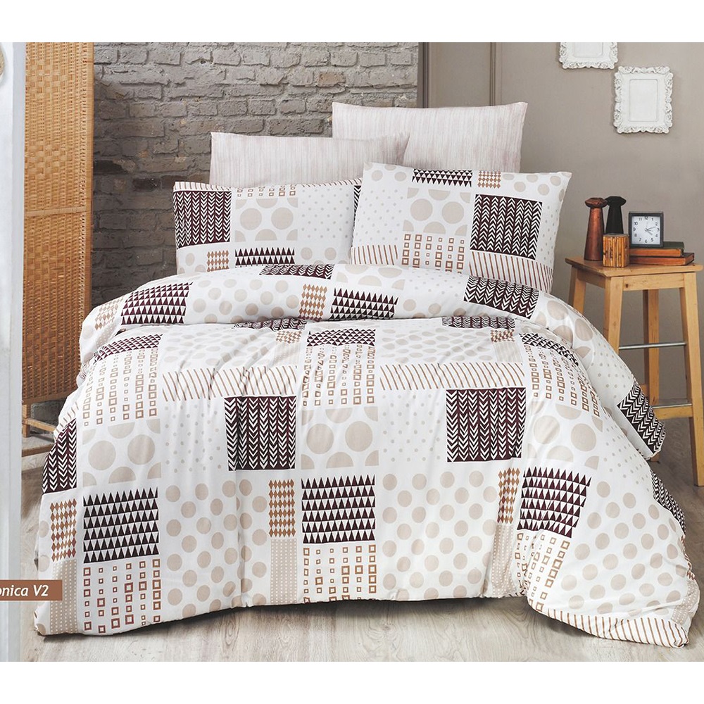 İpeksi Monica V2 4 Parça Desenli Kutulu Çift Kişilik Nevresim Takımı 200x220cm - İpeksi Monica V2 4 Parça Desenli Kutulu Çift Kişil - Kahverengi - 200X220 CM