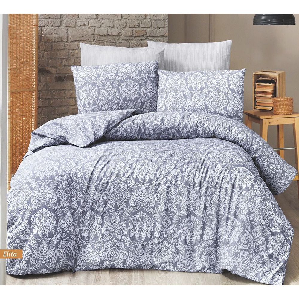 İpeksi Elita 4 Parça Desenli Kutulu Çift Kişilik Nevresim Takımı 200x220cm - elita - Gri - 200X220 CM