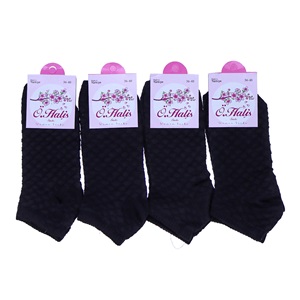 Ö Halis 9060 Bayan Likralı Desenli Mevsimlik Patik Çorap - Siyah