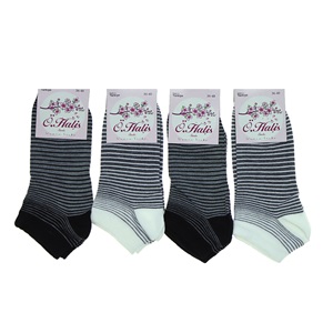 Ö Halis 9060 Bayan Likralı Desenli Mevsimlik Patik Çorap - Siyah