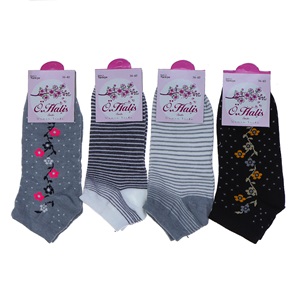 Ö Halis 9060 Bayan Likralı Desenli Mevsimlik Patik Çorap - Siyah