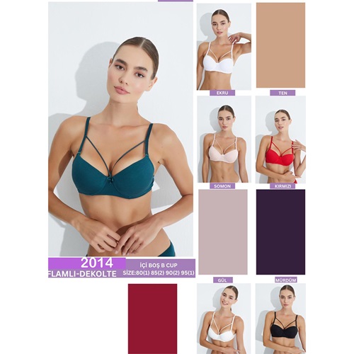 DP De Pier 2014 Bayan Flamlı Dekolte Dolgusuz Sütyen 80-95 - Ten - 80-85-90-95