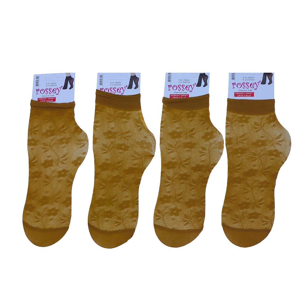 Rossey Bayan 40 Den Orta Kalın Desenli Ayak Kartonlu Soket Çorap - 57-Ten