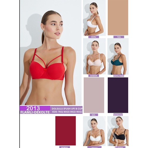 DP De Pier 2013 Bayan Flamlı Dekolte Dolgulu Sütyen 80-95 - Zümrüt - 80-85-90-95