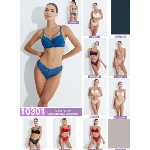 DP De Pier 10301 Bayan Dantelli Dolgusuz Sütyen Takım 80-95 - Siyah - 80-85-90-95