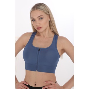 Form Angel 5860 Bayan Micro Elestan Fermuarlı Sporcu Crop - Vizon - S-M