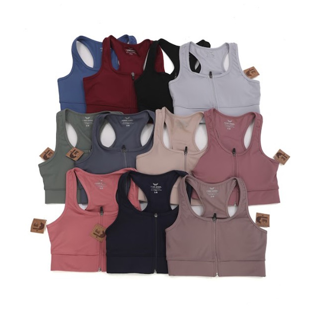 Form Angel 5860 Bayan Micro Elestan Fermuarlı Sporcu Crop - Vizon - S-M