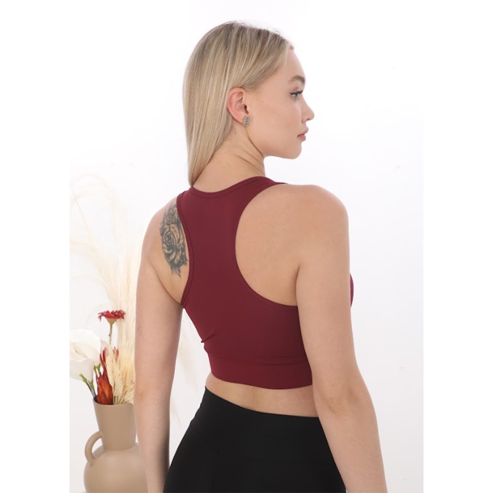 Form Angel 5860 Bayan Micro Elestan Fermuarlı Sporcu Crop - Vizon - S-M