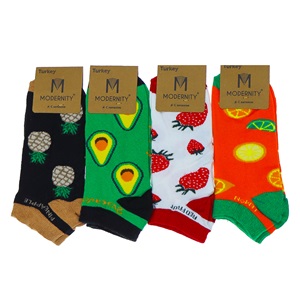 Modernty 1035 Bayan Penye Desenli Likralı Patik Çorap- Karışık Renk - ASORTİ