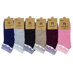 Modernty 1035 Bayan Penye Desenli Likralı Patik Çorap- Karışık Renk - ASORTİ