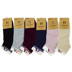 Modernty 1035 Bayan Penye Desenli Likralı Patik Çorap- Karışık Renk - ASORTİ