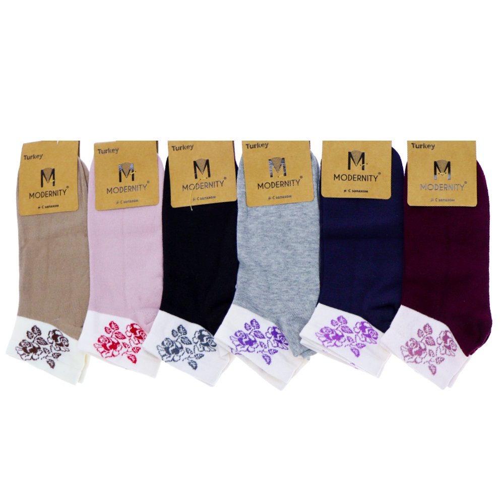 Modernty 1035 Bayan Penye Desenli Likralı Patik Çorap- Karışık Renk - ASORTİ