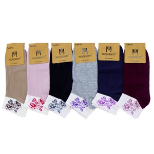 Modernty 1035 Bayan Penye Desenli Likralı Patik Çorap- Karışık Renk - ASORTİ