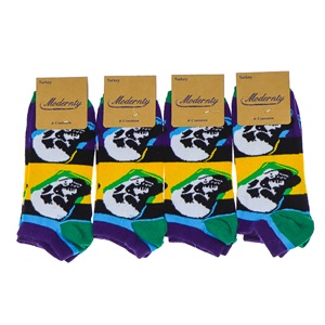 Modernty 1035 Bayan Penye Desenli Likralı Patik Çorap- Karışık Renk - ASORTİ