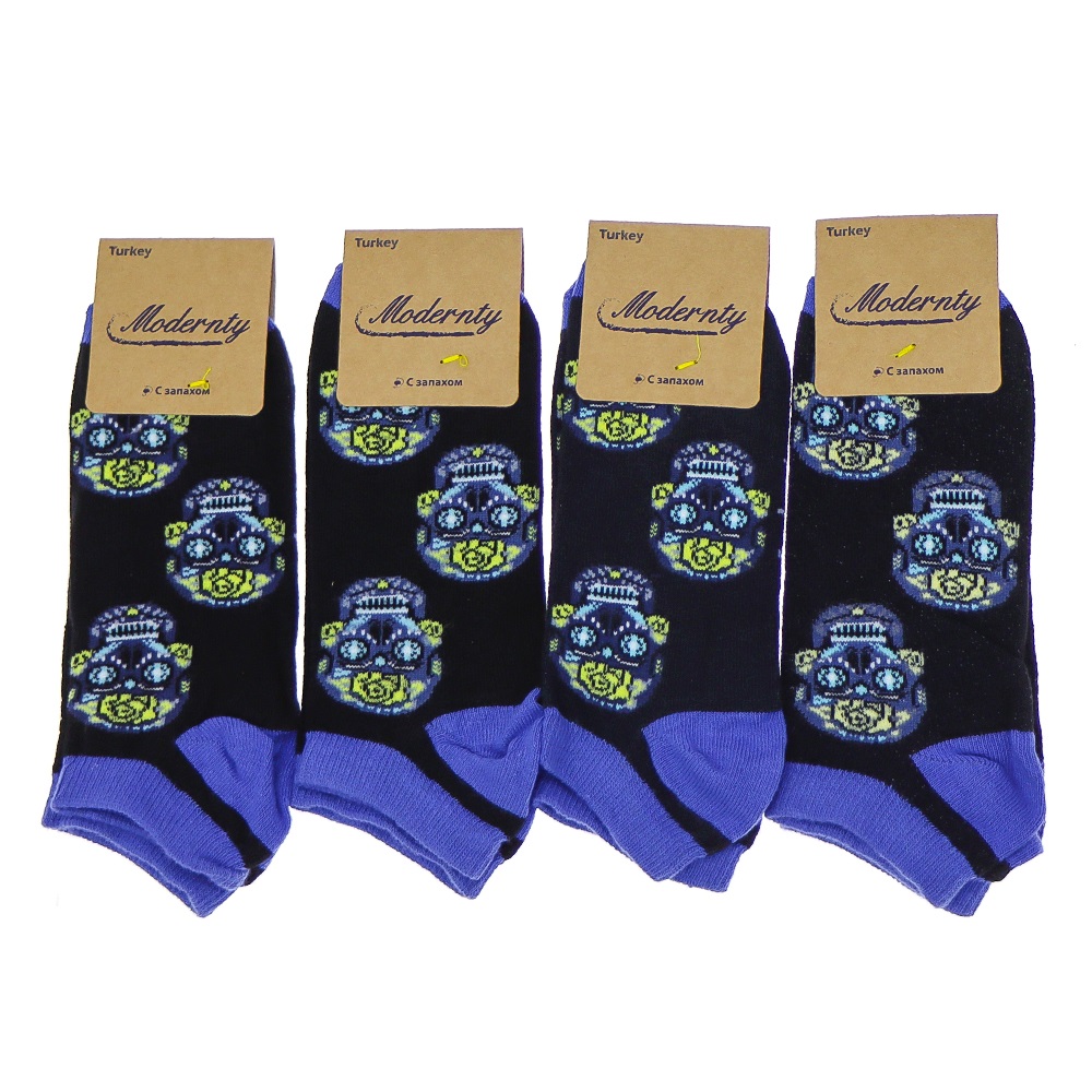 Modernty 1035 Bayan Penye Desenli Likralı Patik Çorap- Karışık Renk - ASORTİ