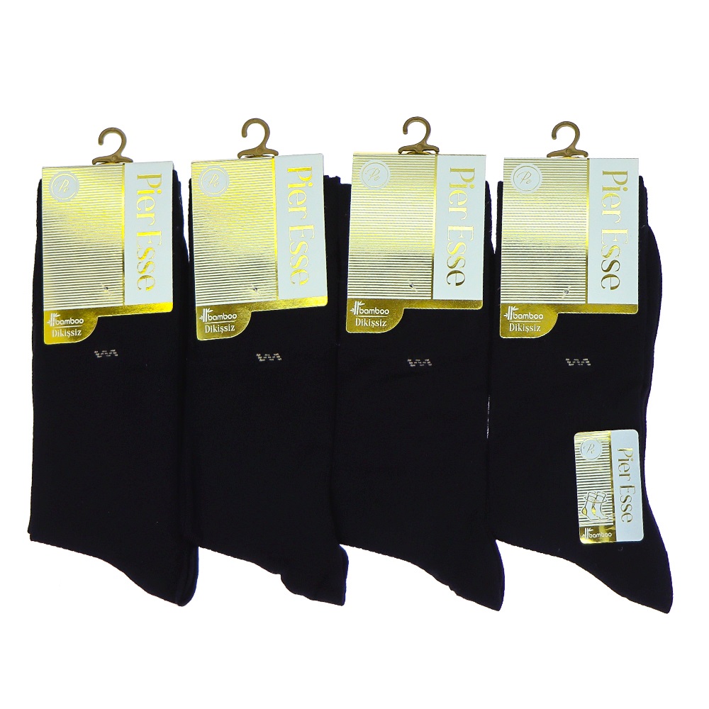 Pier Esse 0252 Erkek Bamboo Dikişsiz Gold Etiketli Soket Çorap - Siyah - PAKET İÇİ TEK RENK