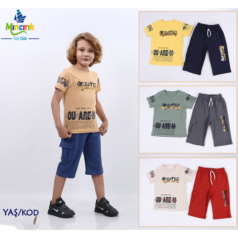 Keskinler Kids 1775 Erkek Çocuk Precious Bas 2 İp Şortlu Takım 6-12 Yaş - Kırmızı - 6-8-10-12 YAŞ