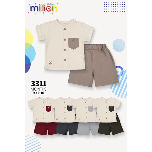 Million 3311 Erkek Bebe Cepli Düğmeli 2 Li Takım 6-9-12 Ay - Bordo