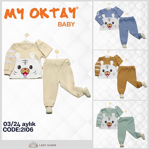 My Oktay 2106 Erkek Bebe Raporlu Köpek Baskılı 2 Li Takım 3-24 Ay - Mint Yeşil - 30868-Mint Yeşi-0-3 AY - 2 YAŞ