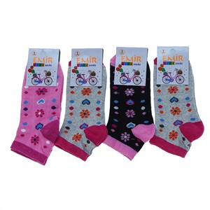 Emir 8950 Kız Çocuk Likralı Desenli Patik Çorap - Karışık Renk - 7 YAŞ