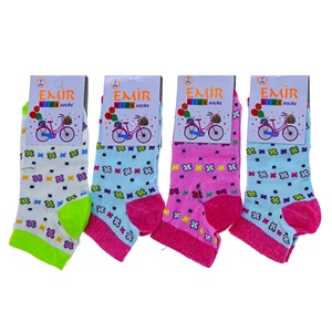 Emir 8950 Kız Çocuk Likralı Desenli Patik Çorap - Karışık Renk - 7 YAŞ