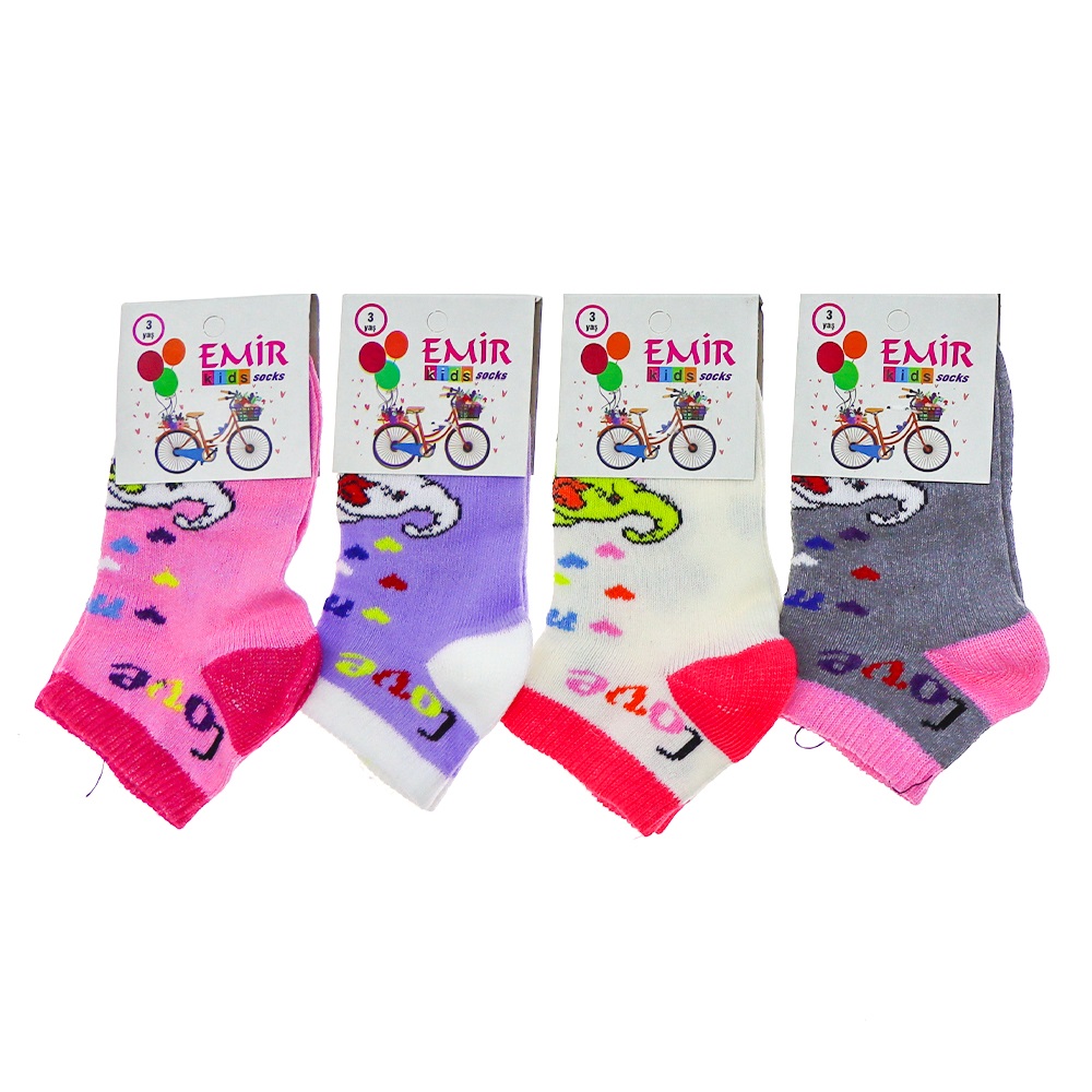 Emir 8950 Kız Çocuk Likralı Desenli Patik Çorap - Karışık Renk - 7 YAŞ