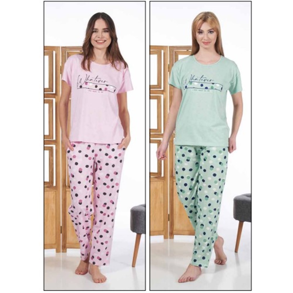 Estiva 24113 Bayan Süprem Kısa Kol Pijama Takımı S-M-L-XL - Mint Yeşil