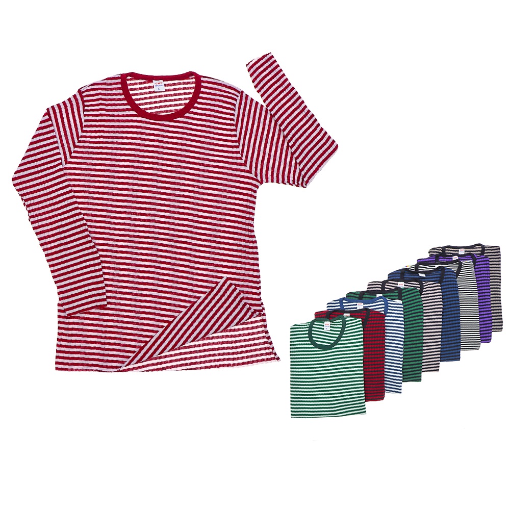 Bayan Çizgili Bisiklet Yaka Anne Badisi - Bordo