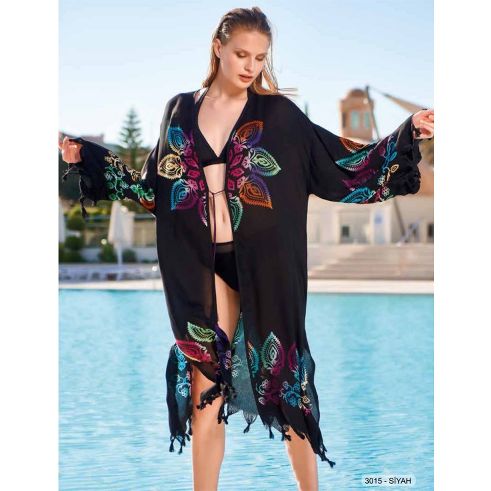 Estiva 3015 Bayan Tunik Pareo - Siyah - STANDART