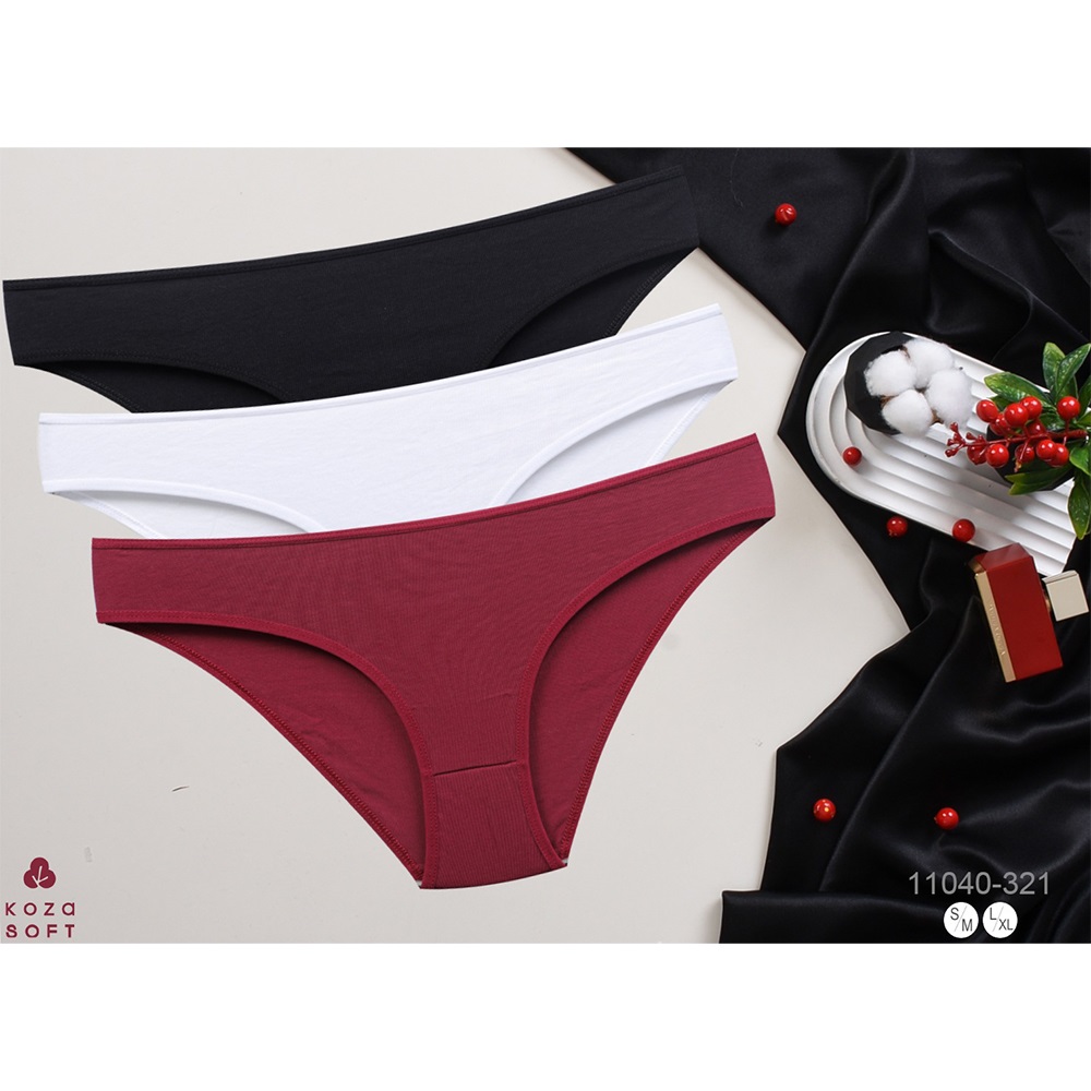 Koza 11040-321 Bayan 3 Lü Slip Bikini - Karışık Renk - L-XL