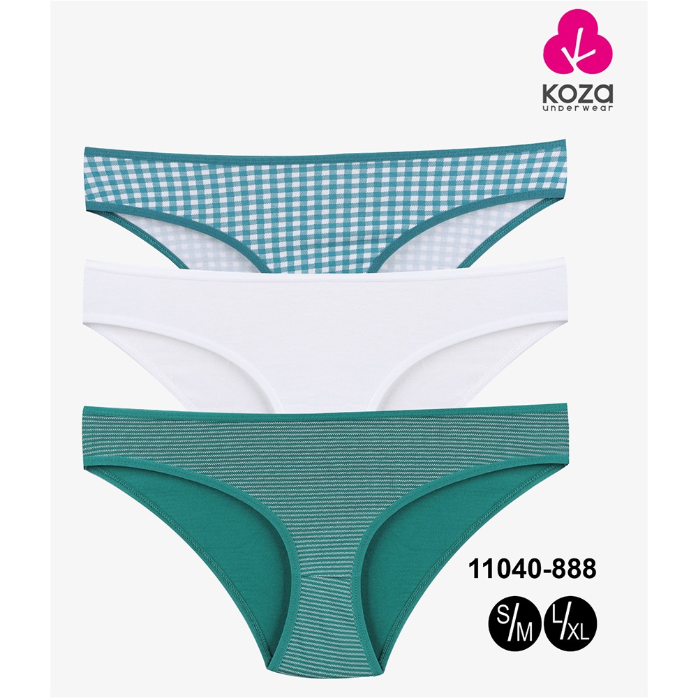 Koza 11040-888 Bayan 3 Lü Slip Bikini - Karışık Renk - L-XL