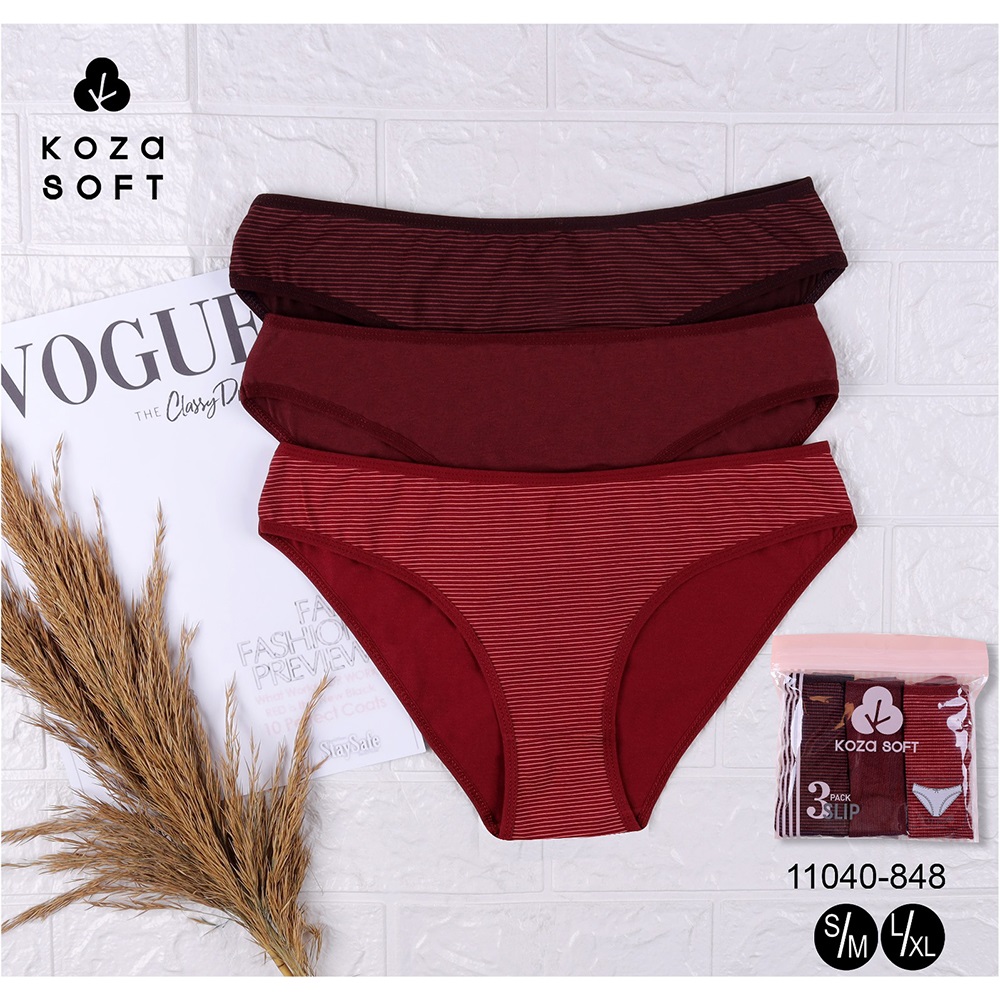 Koza 11040-848 Bayan 3 Lü Slip Bikini - Karışık Renk - L-XL