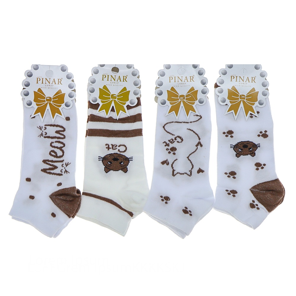 Pınar Bayan Penye Mevsimlik Patik Çorap - Beyaz - PAKET İÇİ TEK RENK